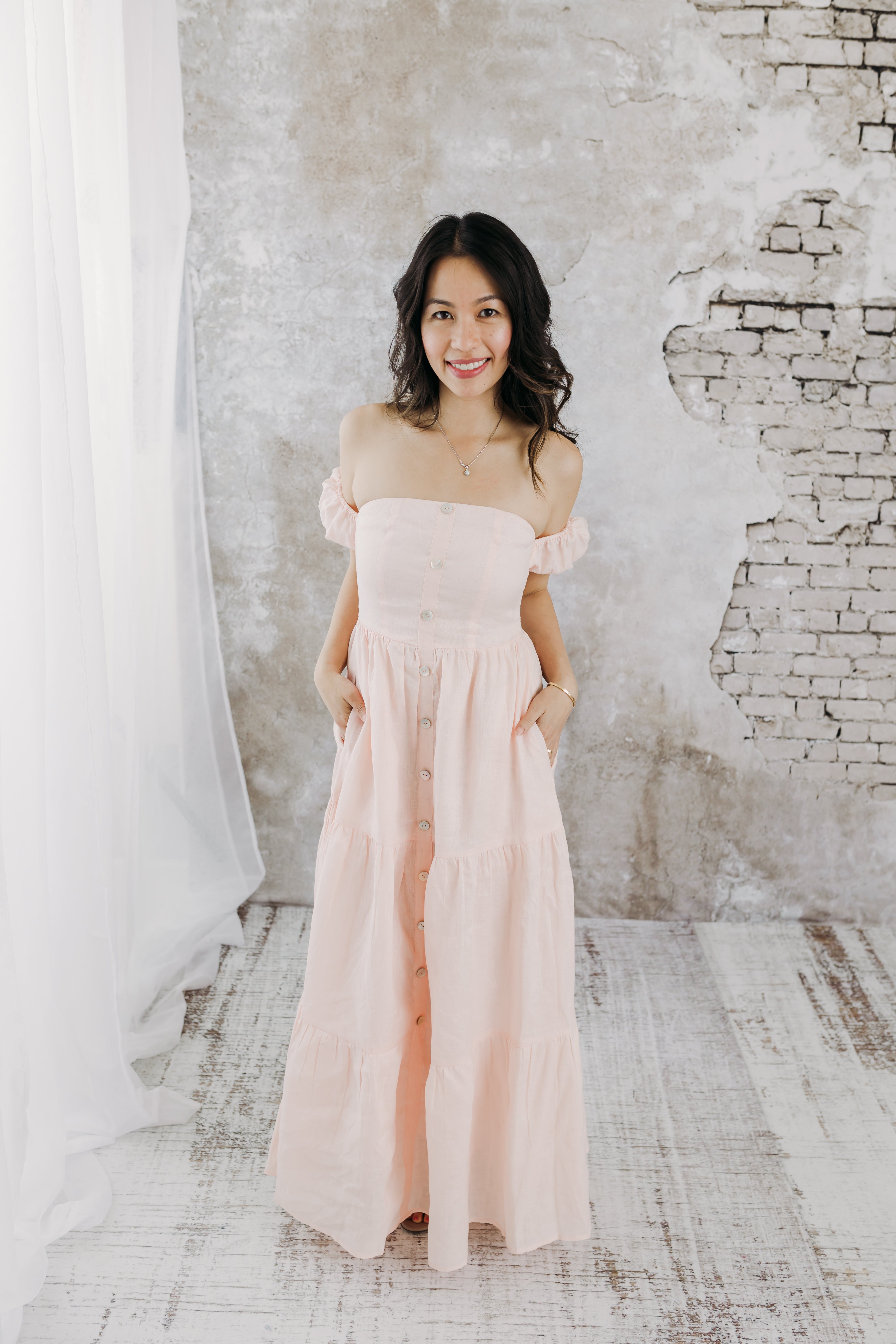 fog linen work リトアニアリネン100% MIRJAM DRESS Linen Maxi Dress for Women - Sleeveless, Spaghetti Straps